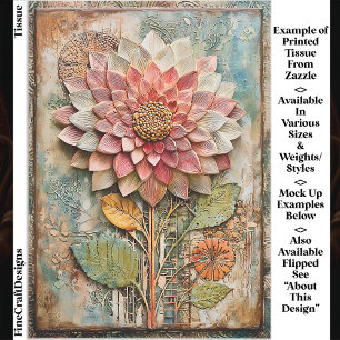Papel De Seda Flor Boho con Textura Artesanal Decoupage DZ9R