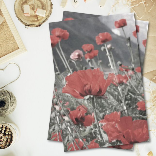 Papel De Seda flor de adormidera roja en el paisaje natural del  (country nature landscape red poppy flower tissue paper)