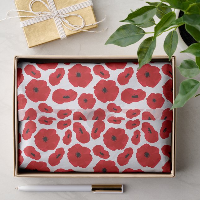 Papel De Seda Flor de Amapola Elegante Personalizable (Regalo )