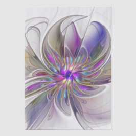 Papel De Seda Flor de arte fractal enérgica y colorida