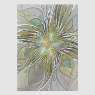 Papel De Seda Flor De Arte Fractal Moderno Con Oro