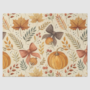 Papel De Seda Flor de calabaza acogedora Patrón continuo de otoñ