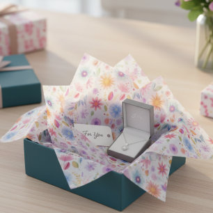 Papel De Seda Flor de campo silvestre boho azul púrpura