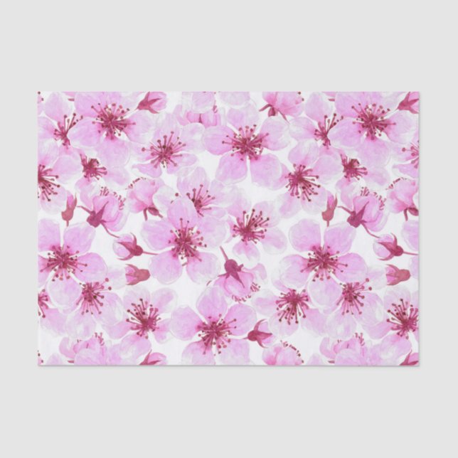 Papel De Seda Flor de cerezo acuarela (Anverso)