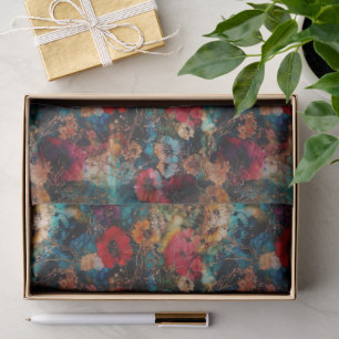 Papel De Seda Flor de cerezo japonesa con tinta de alcohol en az