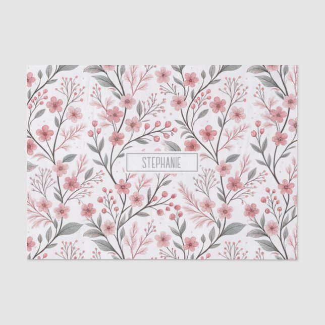 Papel De Seda Flor de cerezo rosa Sakura sobre fondo blanco (Anverso)