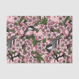 Papel De Seda Flor de cerezo y garbanzos en rosa