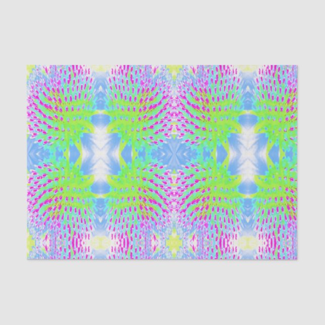 Papel De Seda Flor de cono lima verde y púrpura (Anverso)