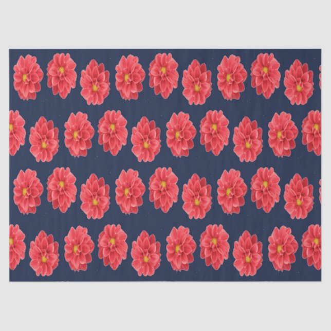 Papel De Seda Flor de dahlia rosa en azul (Anverso)