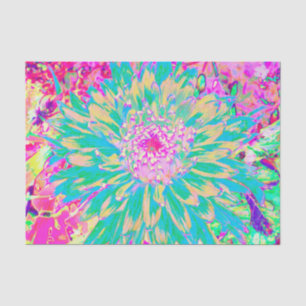 Papel De Seda Flor de Dahlia verde y rosa caliente decorativa Ve