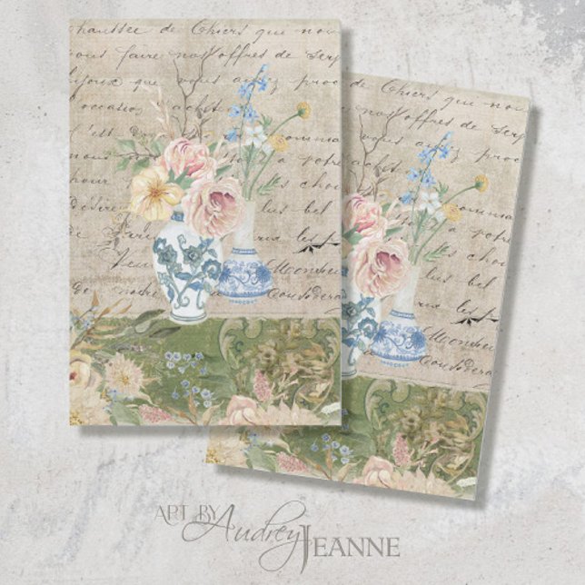 Papel De Seda Flor de época Bouquet azul blanco descomposición d (Subido por el creador)