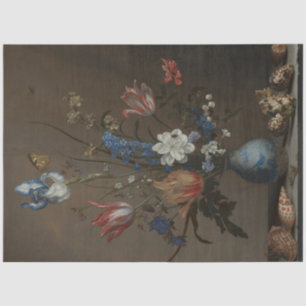 Papel De Seda Flor de época y conchas marinas siguen pintando