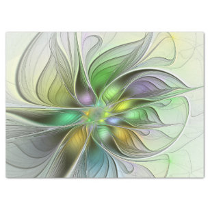 Papel De Seda Flor de fantasía colorida Resumen moderno Fractal