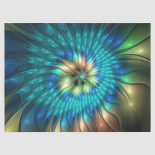 Papel De Seda Flor de Fantasía Luminosa, Fractal Abstracto Color