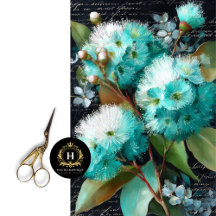 Flor de Gumnut azul verdoso Decoupage