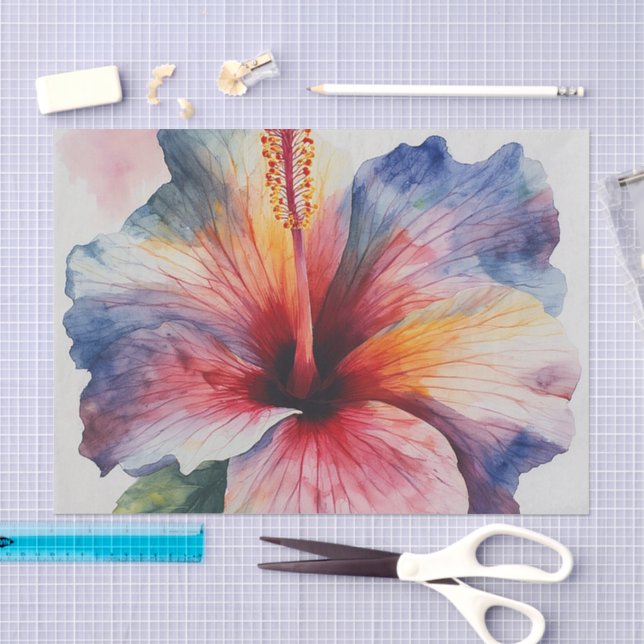 Papel De Seda Flor de Hibisco en Flor (Artesanía)