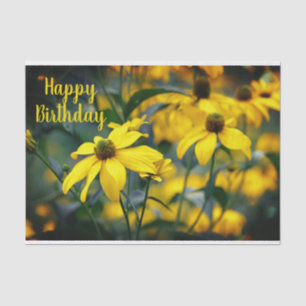 Papel De Seda Flor de hojas de corte amarilla feliz cumpleaños