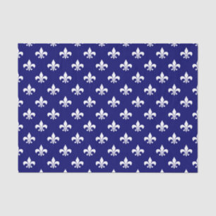 Papel De Seda Flor de lis blanca sobre azul marino