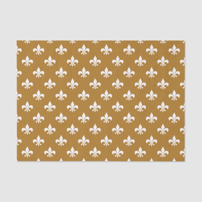 Papel De Seda Flor de lis blanca sobre oro mate (Anverso)