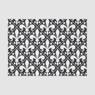 Papel De Seda Flor de lis blanco y negro elegante