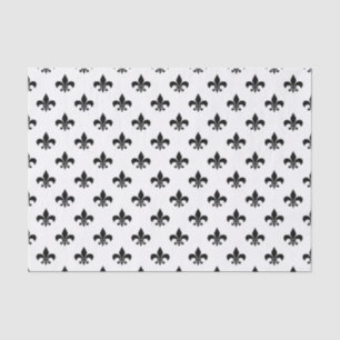 Papel De Seda Flor de lis negra en blanco