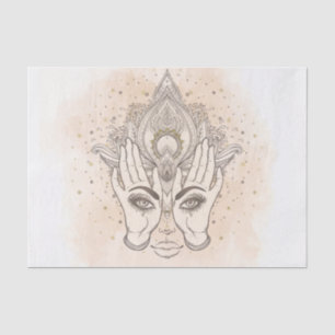 Papel De Seda Flor de Loto Bohemio de Melocotón y Oro Belleza