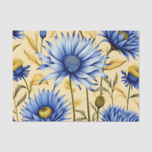 Papel De Seda Flor de maíz vintage azul y amarilla