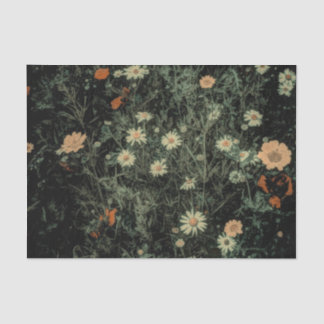 Papel De Seda flor de margarita blanca bohemia floral negra