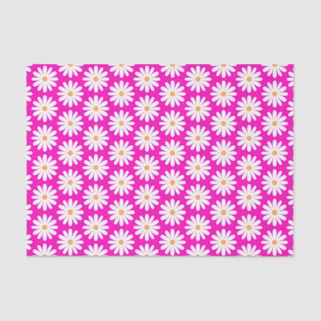 Papel De Seda Flor de margarita rosa y blanca (Anverso)