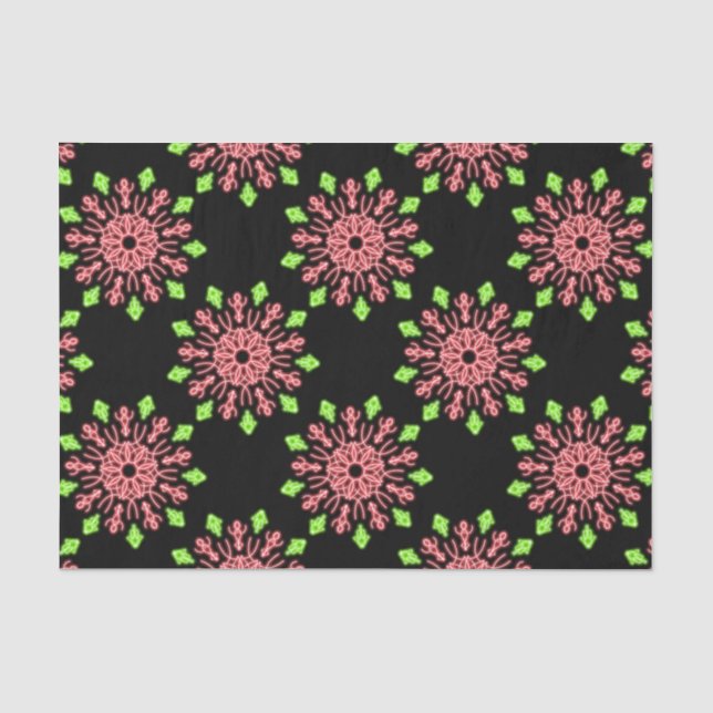 Papel De Seda Flor de neón roja y verde (Anverso)