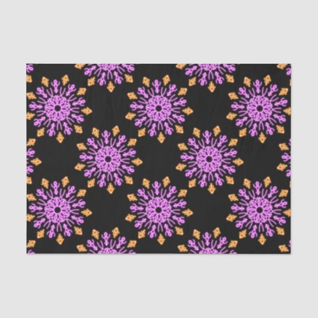 Papel De Seda Flor de neón rosa y naranja (Anverso)