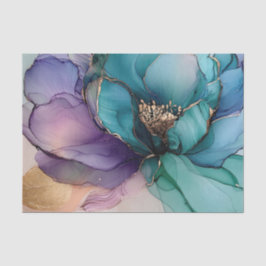 Papel De Seda Flor de oro azul aqua púrpura
