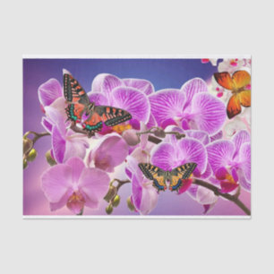 Papel De Seda Flor de orquídea morada rosa