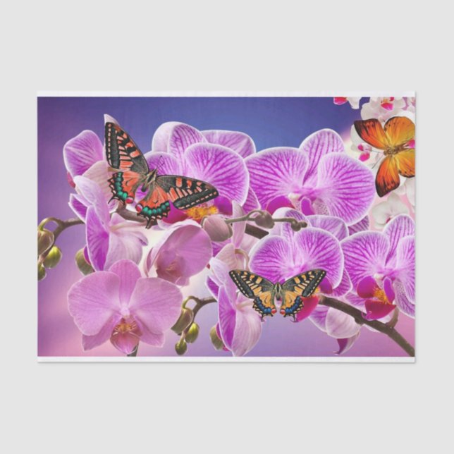 Papel De Seda Flor de orquídea morada rosa (Anverso)