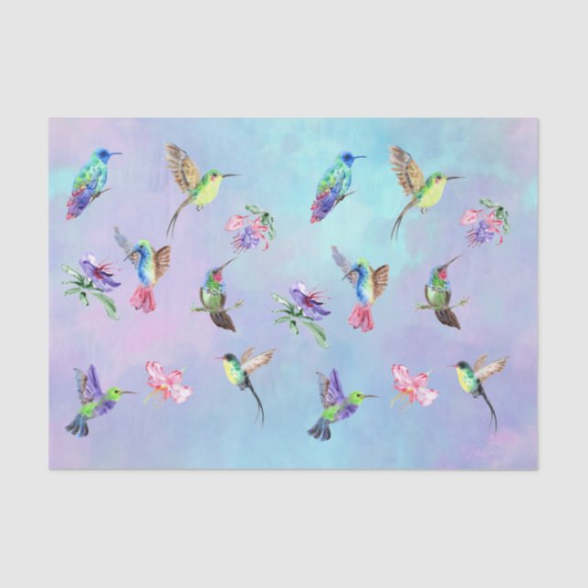 Papel De Seda Flor de pájaro húmindo (Anverso)