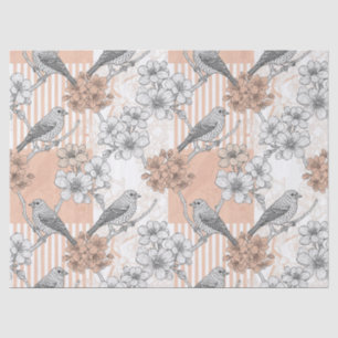Papel De Seda Flor de Pájaro Vintage Toile Estriado (5)