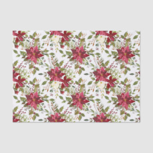 Papel De Seda Flor de Pascua Roja Elegante Floral de Fiesta Navi