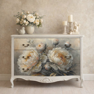 Papel De Seda Flor de Peonía Blanca Decoupage