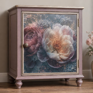 Papel De Seda Flor de peonía marfil brillante decoupage