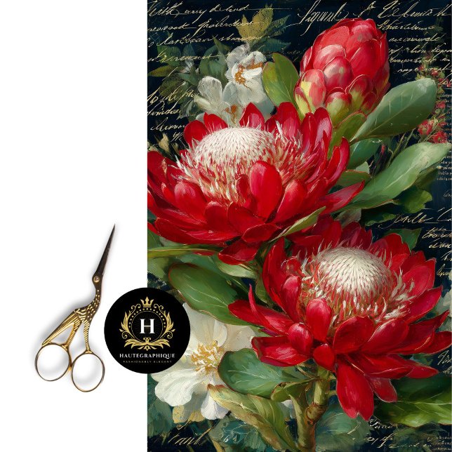 Papel De Seda Flor de Protea del Rey Rojo Decoupage (Cover Coasters & Placemats for a Cohesive Table)