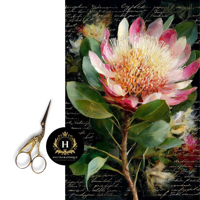 Papel De Seda Flor de Protea Rey Rosa Decoupage (Add a Botanical Surprise Inside Cabinet Doors)