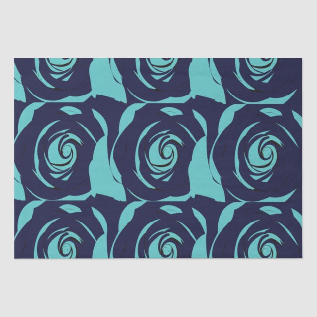 Papel De Seda Flor de Rosa azul de la Marina Azul (Anverso)