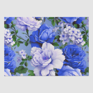 Papel De Seda Flor de Rosa azul retro grande
