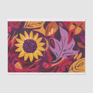 Papel De Seda Flor de Tumbo, Girasoles de Otoño Rústicos Pintado