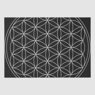 Papel De Seda Flor de vida negro y blanco