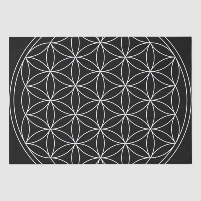 Papel De Seda Flor de vida negro y blanco (Anverso)