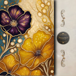 Papel De Seda Flor de Violeta Dorada Decoupage