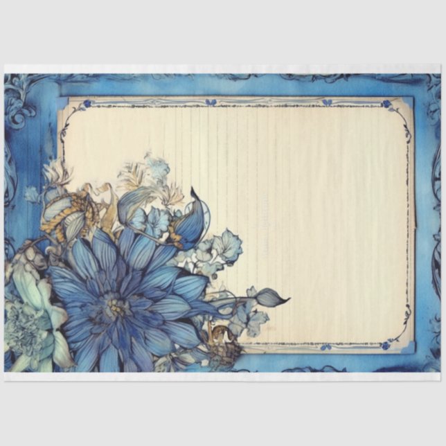 Papel De Seda Flor ephemera de las lilas azules (Anverso)