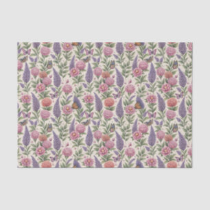 Papel De Seda Flor Floral Botánica Vintage Lavanda