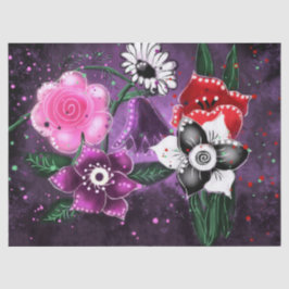 Papel De Seda Flor floral caprichosa morado negro decáscara